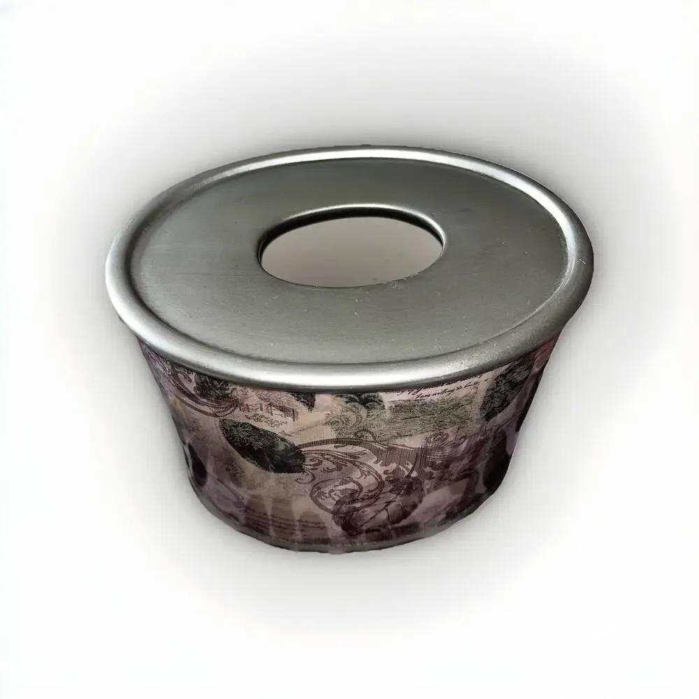 Croscill Memoirs Tissue Holder Box Silver Purple Tan Ceramic 8x6 Inches
